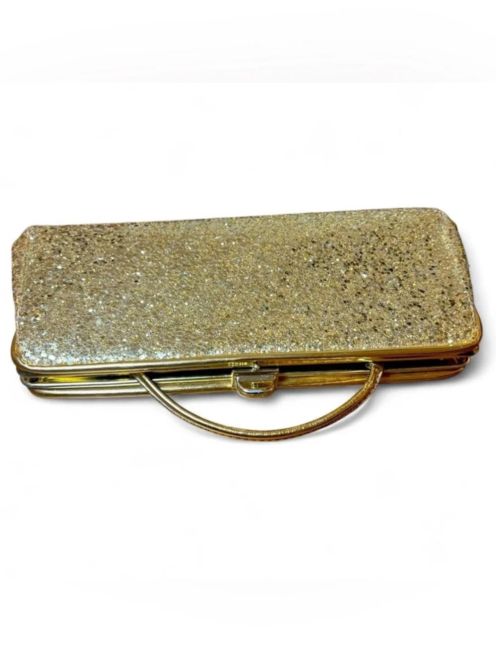 Vintage Gold Glitter Evening Clutch with Top Handle - Picture 5 of 8